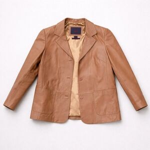 Women's Tan Leather Blazer Size L